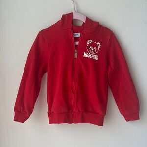 Moschino Baby Red Zip Hoodie Sweatshirt 3T - Like New